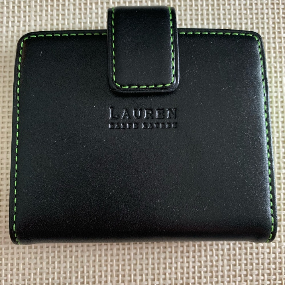 Ralph Lauren Black Leather Trifold Wallet